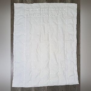 Handmade 42”X32” Baby Blanket Crib Quilt Comforter White Eyelet